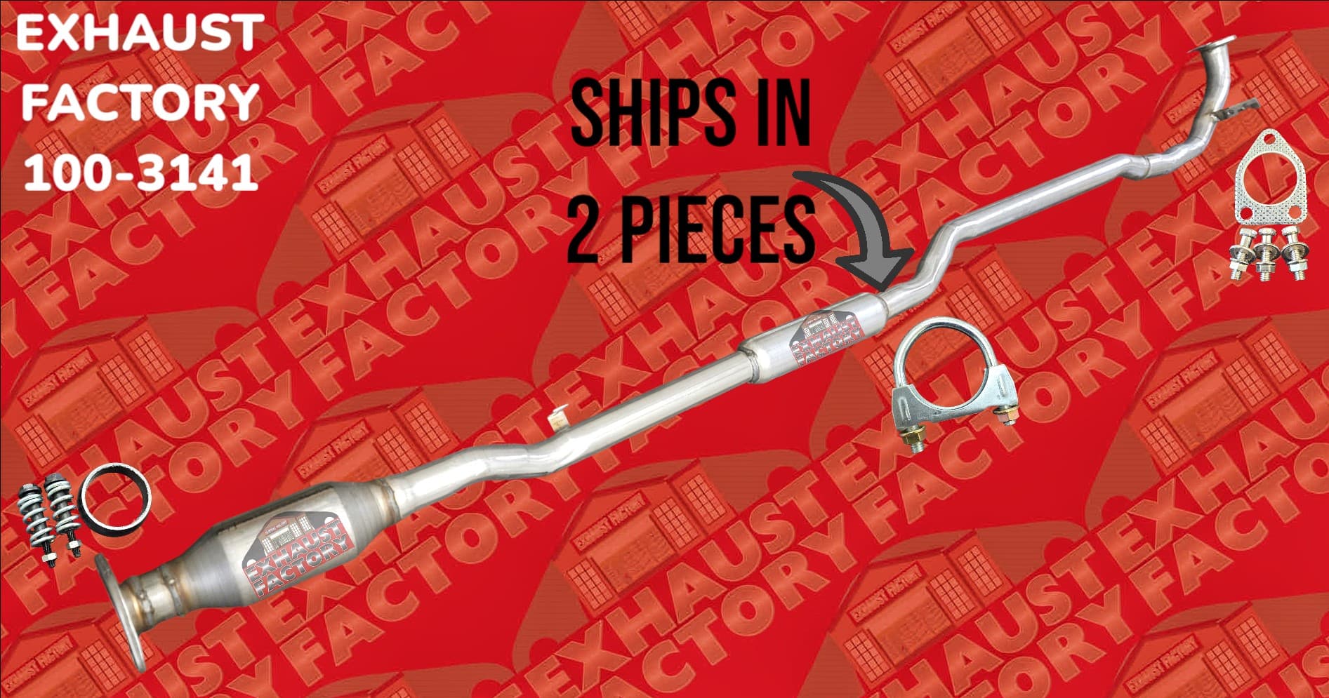 2014-2018 Mitsubishi Outlander 2.4L Engine, Stainless Steel Catalytic Converter & Resonator Pipe Assembly 100-3141