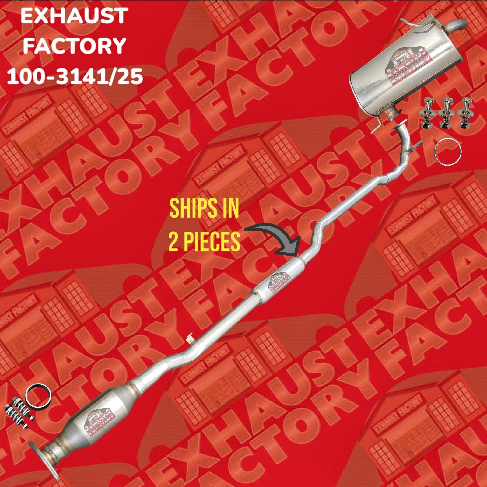 2014-2018 Mitsubishi Outlander 2.4L Engine, Stainless Steel Catalytic Converter, Resonator Pipe & Muffler Assembly 100-3141/25