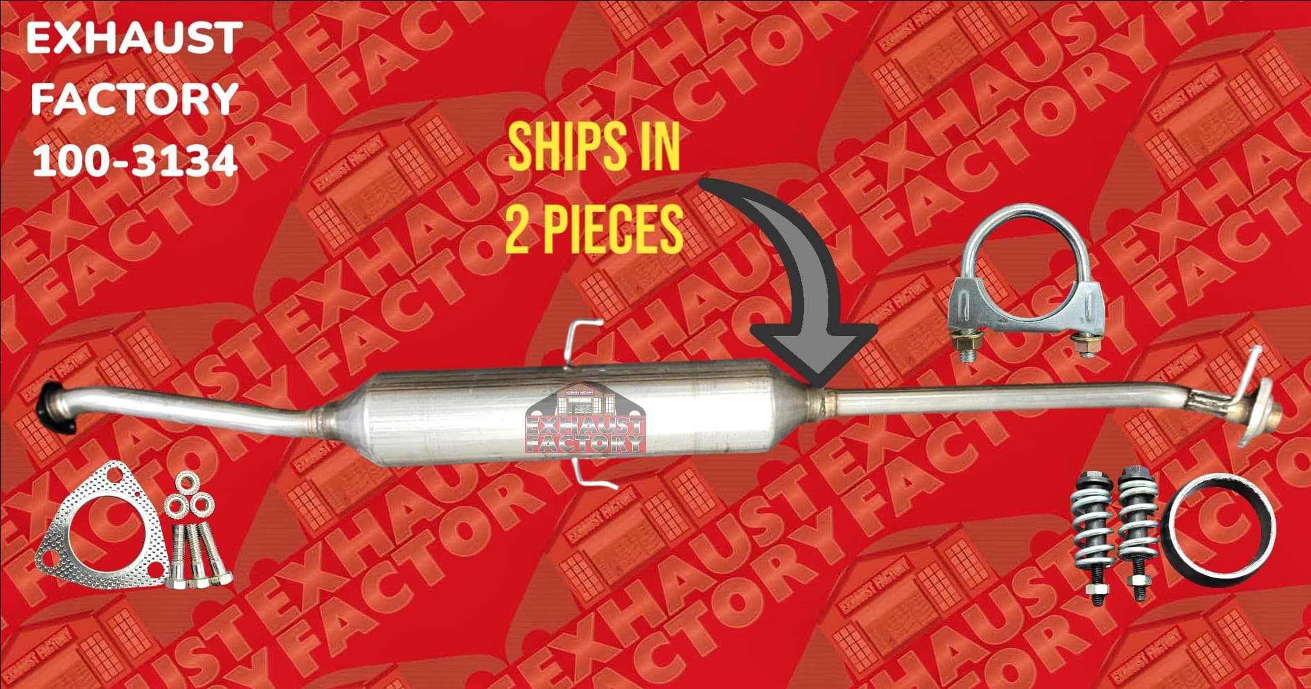 2002-2004 Honda CR-V 2.4L Engine, Stainless Steel Resonator Pipe Assembly/Mid Muffler Assembly 100-3134