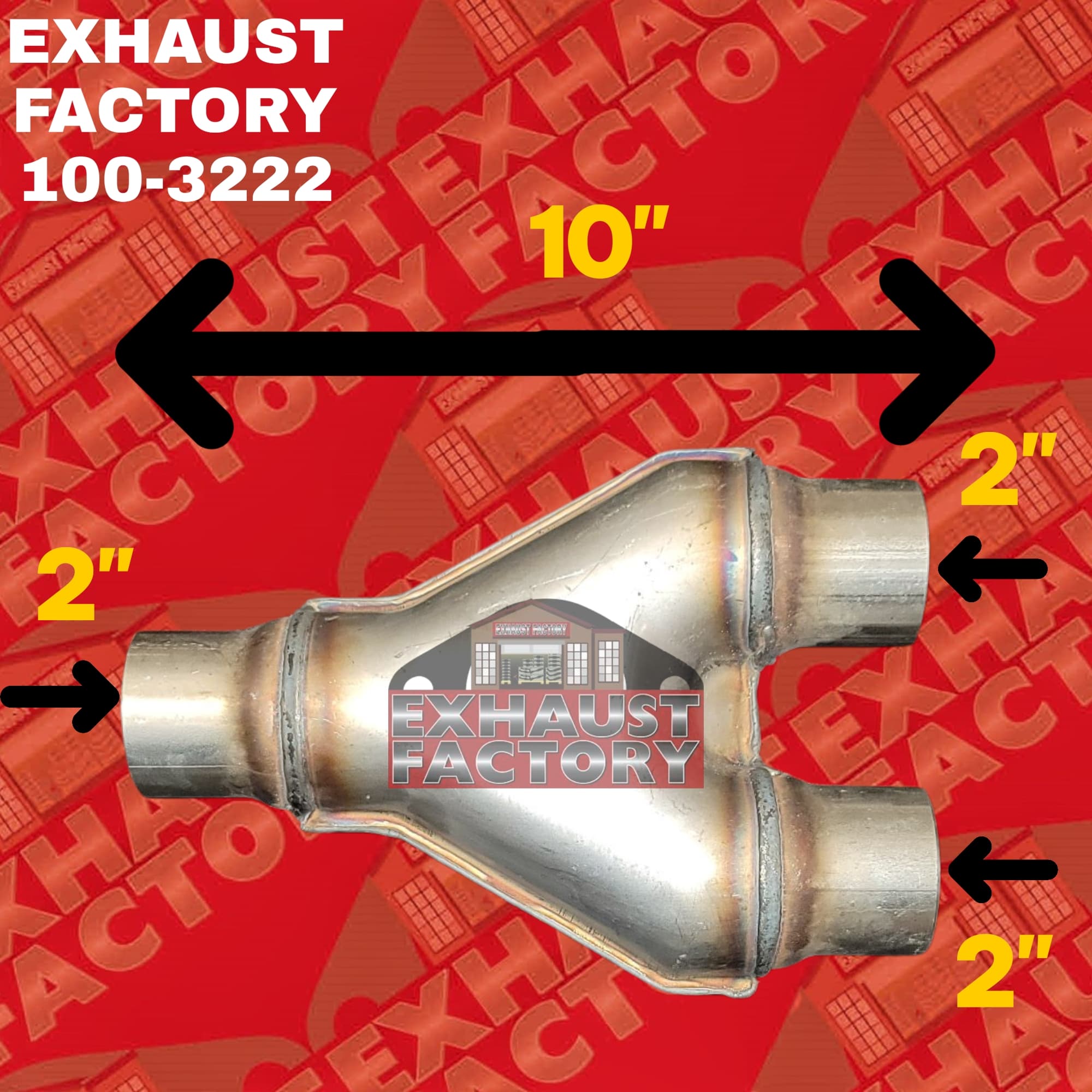 Universal Y Pipe Adapter Exhaust Pipe 2" Single 2" Dual 10" Overall length 100-3222