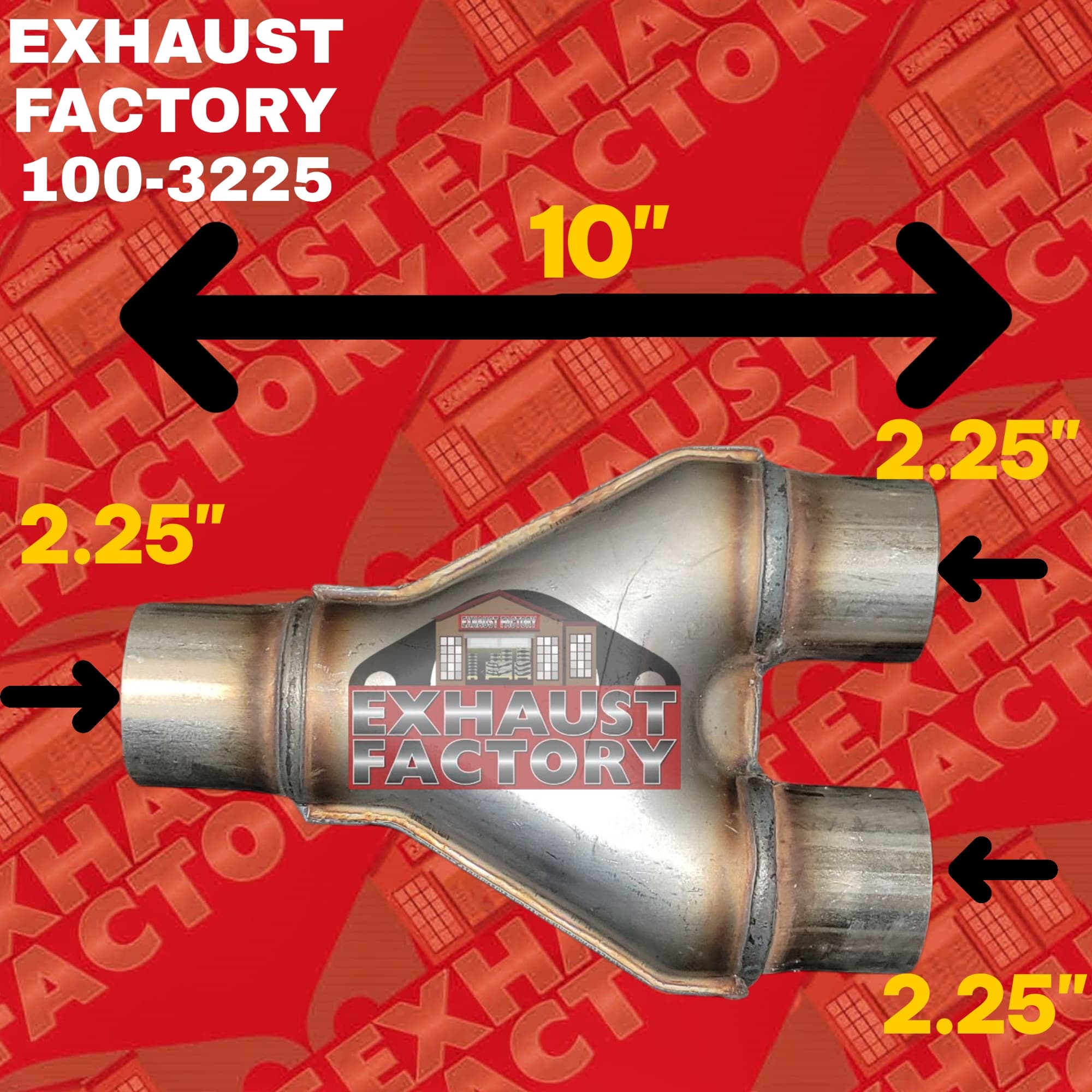 Universal Y Pipe Adapter Exhaust Pipe 2.25” Single / 2.25" Dual 100-3225