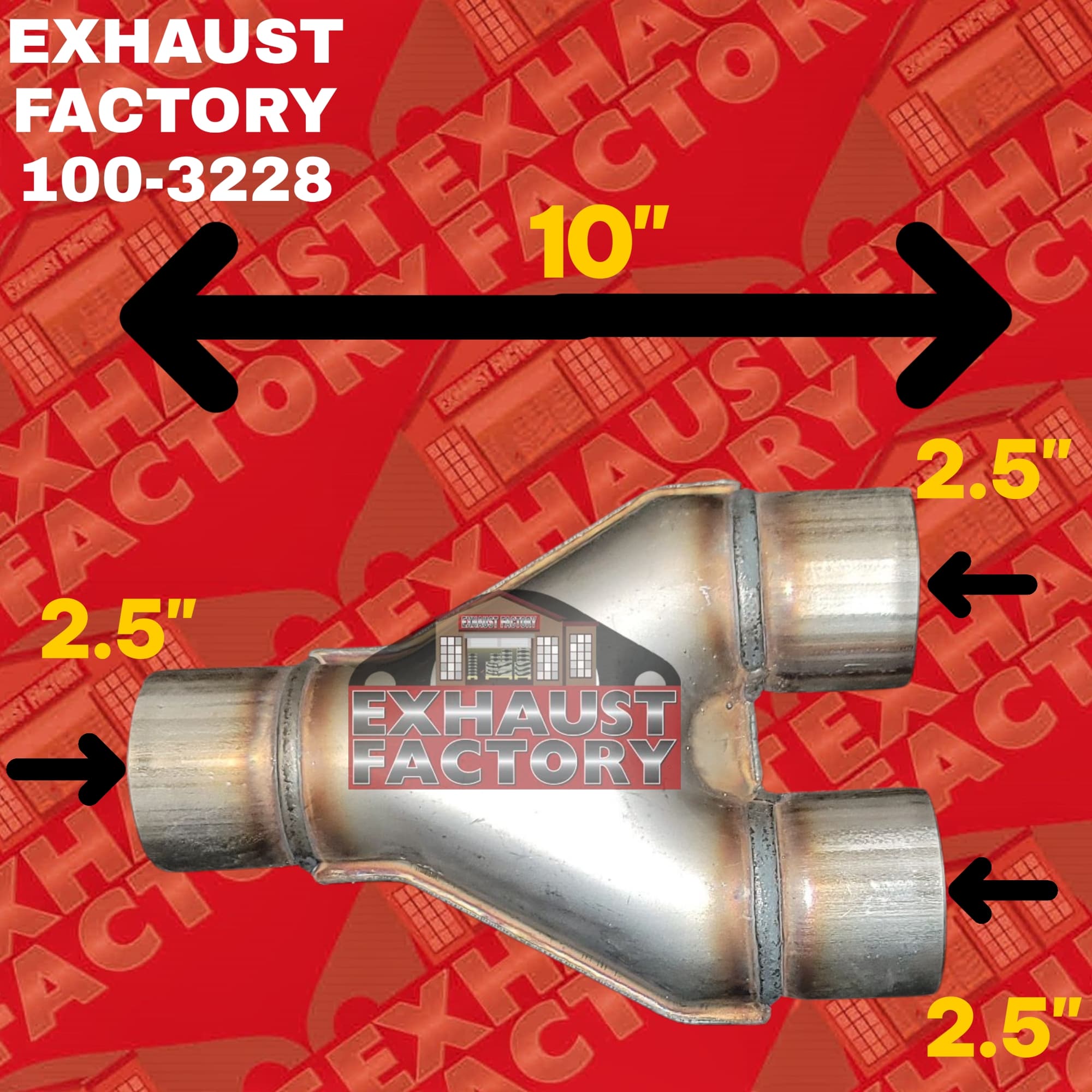 Universal Y Pipe Adapter Exhaust Pipe 2.5” Single / 2.5" Dual 100-3228